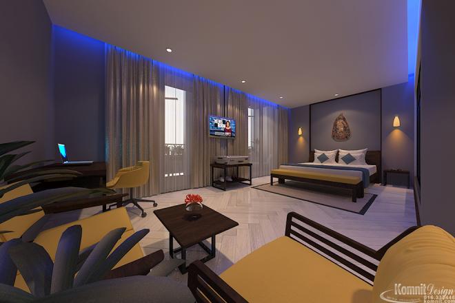 Khmer Interior Living Room VIP Premium Singal Bed Hotel-EP13 in Cambodia